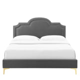 Modway Furniture Aviana Performance Velvet Twin Bed 0423 Charcoal MOD-6789-CHA