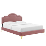 Modway Furniture Aviana Performance Velvet Twin Bed 0423 Dusty Rose MOD-6789-DUS