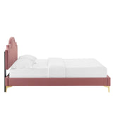 Modway Furniture Aviana Performance Velvet Twin Bed 0423 Dusty Rose MOD-6789-DUS