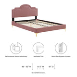 Modway Furniture Aviana Performance Velvet Twin Bed 0423 Dusty Rose MOD-6789-DUS