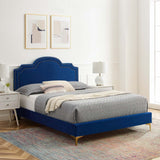 Modway Furniture Aviana Performance Velvet Twin Bed 0423 Navy MOD-6789-NAV