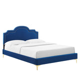 Modway Furniture Aviana Performance Velvet Twin Bed 0423 Navy MOD-6789-NAV