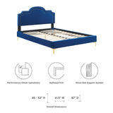 Modway Furniture Aviana Performance Velvet Twin Bed 0423 Navy MOD-6789-NAV