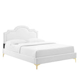 Modway Furniture Aviana Performance Velvet Twin Bed 0423 White MOD-6789-WHI