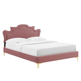 Modway Furniture Neena Performance Velvet Twin Bed 0423 Dusty Rose MOD-6790-DUS