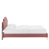 Modway Furniture Neena Performance Velvet Twin Bed 0423 Dusty Rose MOD-6790-DUS