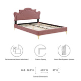 Modway Furniture Neena Performance Velvet Twin Bed 0423 Dusty Rose MOD-6790-DUS