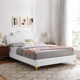 Modway Furniture Neena Performance Velvet Twin Bed 0423 White MOD-6790-WHI