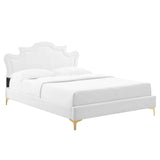Modway Furniture Neena Performance Velvet Twin Bed 0423 White MOD-6790-WHI