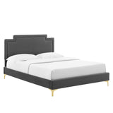 Modway Furniture Liva Performance Velvet Twin Bed 0423 Charcoal MOD-6791-CHA