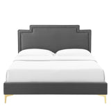 Modway Furniture Liva Performance Velvet Twin Bed 0423 Charcoal MOD-6791-CHA