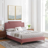 Modway Furniture Liva Performance Velvet Twin Bed 0423 Dusty Rose MOD-6791-DUS