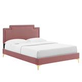 Modway Furniture Liva Performance Velvet Twin Bed 0423 Dusty Rose MOD-6791-DUS