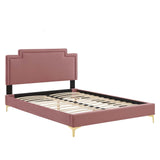 Modway Furniture Liva Performance Velvet Twin Bed 0423 Dusty Rose MOD-6791-DUS