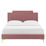 Modway Furniture Liva Performance Velvet Twin Bed 0423 Dusty Rose MOD-6791-DUS