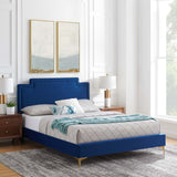 Modway Furniture Liva Performance Velvet Twin Bed 0423 Navy MOD-6791-NAV