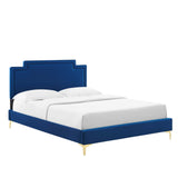 Modway Furniture Liva Performance Velvet Twin Bed 0423 Navy MOD-6791-NAV