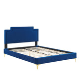 Modway Furniture Liva Performance Velvet Twin Bed 0423 Navy MOD-6791-NAV