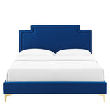 Modway Furniture Liva Performance Velvet Twin Bed 0423 Navy MOD-6791-NAV