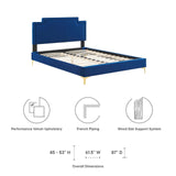 Modway Furniture Liva Performance Velvet Twin Bed 0423 Navy MOD-6791-NAV