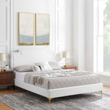 Modway Furniture Liva Performance Velvet Twin Bed 0423 White MOD-6791-WHI