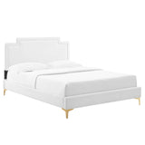 Modway Furniture Liva Performance Velvet Twin Bed 0423 White MOD-6791-WHI