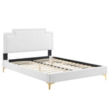 Modway Furniture Liva Performance Velvet Twin Bed 0423 White MOD-6791-WHI