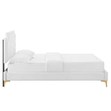 Modway Furniture Liva Performance Velvet Twin Bed 0423 White MOD-6791-WHI