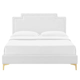 Modway Furniture Liva Performance Velvet Twin Bed 0423 White MOD-6791-WHI