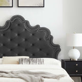 Modway Furniture Sasha Button-Tufted Performance Velvet Twin Bed 0423 Charcoal MOD-6792-CHA