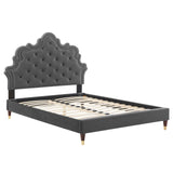 Modway Furniture Sasha Button-Tufted Performance Velvet Twin Bed 0423 Charcoal MOD-6792-CHA