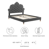 Modway Furniture Sasha Button-Tufted Performance Velvet Twin Bed 0423 Charcoal MOD-6792-CHA