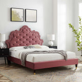 Modway Furniture Sasha Button-Tufted Performance Velvet Twin Bed 0423 Dusty Rose MOD-6792-DUS