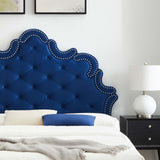 Modway Furniture Sasha Button-Tufted Performance Velvet Twin Bed 0423 Navy MOD-6792-NAV