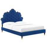 Modway Furniture Sasha Button-Tufted Performance Velvet Twin Bed 0423 Navy MOD-6792-NAV