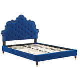 Modway Furniture Sasha Button-Tufted Performance Velvet Twin Bed 0423 Navy MOD-6792-NAV