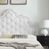 Modway Furniture Sasha Button-Tufted Performance Velvet Twin Bed 0423 White MOD-6792-WHI