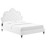 Modway Furniture Sasha Button-Tufted Performance Velvet Twin Bed 0423 White MOD-6792-WHI