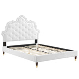 Modway Furniture Sasha Button-Tufted Performance Velvet Twin Bed 0423 White MOD-6792-WHI