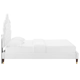 Modway Furniture Sasha Button-Tufted Performance Velvet Twin Bed 0423 White MOD-6792-WHI