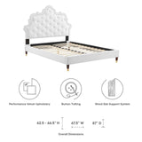 Modway Furniture Sasha Button-Tufted Performance Velvet Twin Bed 0423 White MOD-6792-WHI