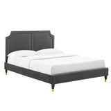 Modway Furniture Novi Performance Velvet Twin Bed 0423 Charcoal MOD-6793-CHA