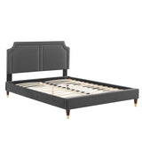 Modway Furniture Novi Performance Velvet Twin Bed 0423 Charcoal MOD-6793-CHA