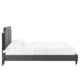 Modway Furniture Novi Performance Velvet Twin Bed 0423 Charcoal MOD-6793-CHA