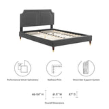 Modway Furniture Novi Performance Velvet Twin Bed 0423 Charcoal MOD-6793-CHA