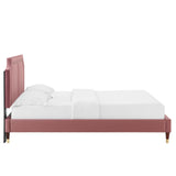 Modway Furniture Novi Performance Velvet Twin Bed 0423 Dusty Rose MOD-6793-DUS