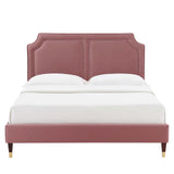 Modway Furniture Novi Performance Velvet Twin Bed 0423 Dusty Rose MOD-6793-DUS