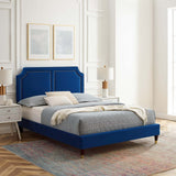 Modway Furniture Novi Performance Velvet Twin Bed 0423 Navy MOD-6793-NAV