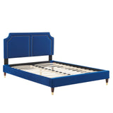 Modway Furniture Novi Performance Velvet Twin Bed 0423 Navy MOD-6793-NAV