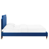 Modway Furniture Novi Performance Velvet Twin Bed 0423 Navy MOD-6793-NAV